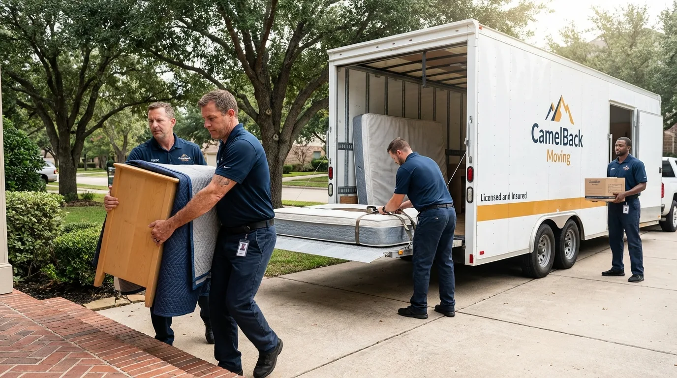 Crew loading residential truck for cross-state move from Southern Pines, NC