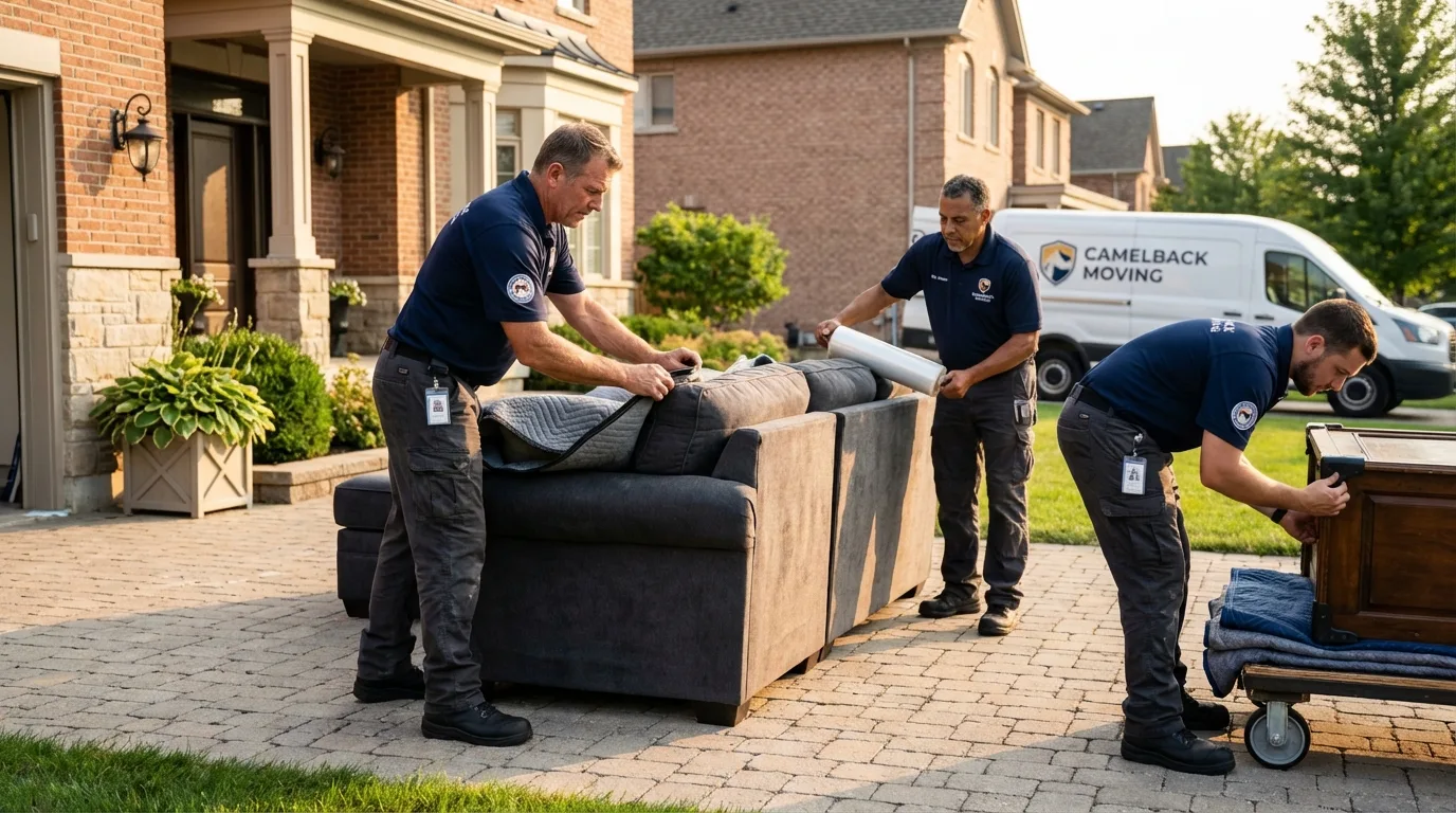 Large estate moving crew wrapping furniture in Southern Pines, NC
