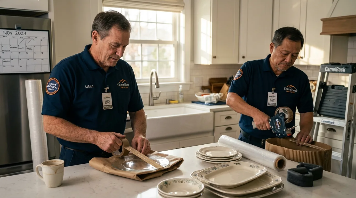 Professional crew packing kitchen dishware in Southern Pines, NC