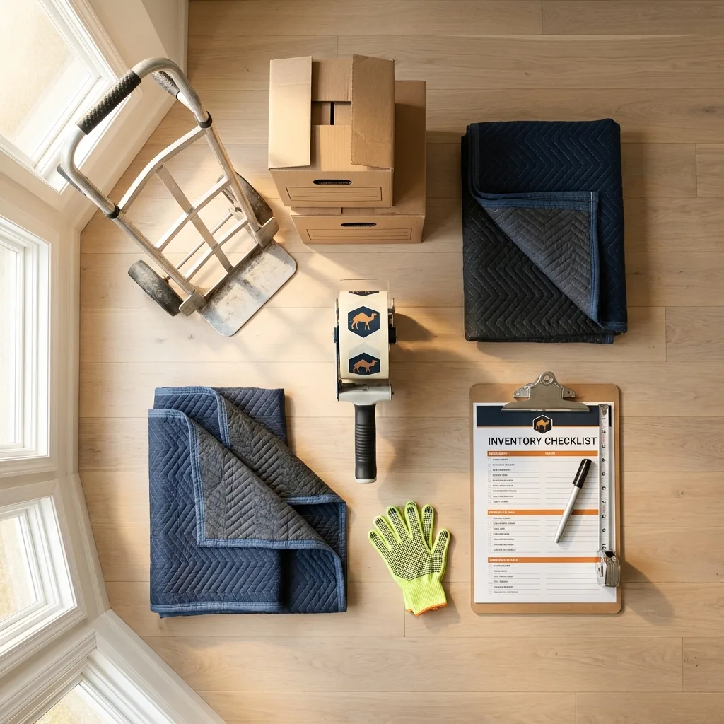 Professional moving supplies and packing materials layout for Southern Pines residential relocations